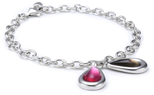 Esprit Damen-Armband drip drop 925 Sterlingsilber 2 Glassteine pink und braun ca. 18+2 cm S.ESBR91234A180