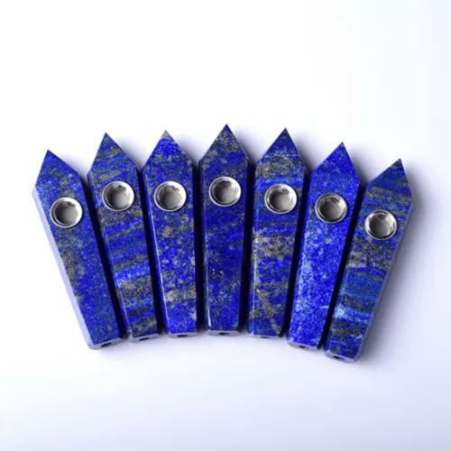 Natürlicher Bergkristall-Spitzenstab, Raucherstein, Obelisk – Nr. 15 – Lapislazuli-Quarzstein
