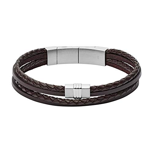 Fossil Armband Für Männer Casual Texture, Innenlänge 175mm~190mm Schwarzes Lederarmband, JF02934040