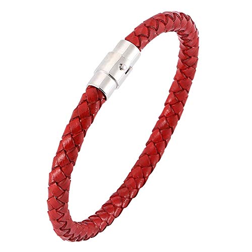 ZENSE - Geflochtenes Lederarmband für Männer in Rot ZB0258