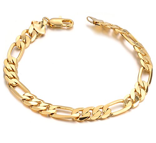 AmDxD Schmuck Gold Armband für Herren 18K Vergoldet mit Edelstahl Panzerkette Link Armbänder 21CM