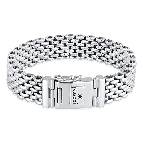 Kuzzoi Silberarmband Herrenarmband aus massivem 925er Sterling Silber, Breite 18 mm, Länge 23 cm, 335107-023