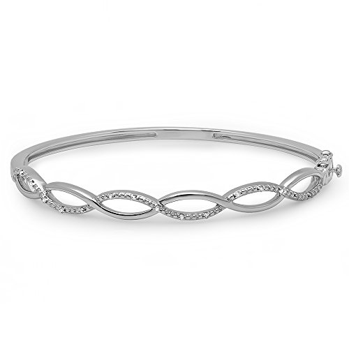 DazzlingRock Collection 0,08 Karat (ctw) Sterling Silber Diamant weiß Rundschliff Damen Swirl Armreif Armband