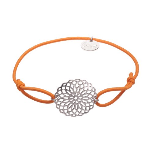 lua accessories - Armband Damen - Elastikband - größenverstellbar - hochwertig versilberte Lebensblume - Sun Silber (orange)