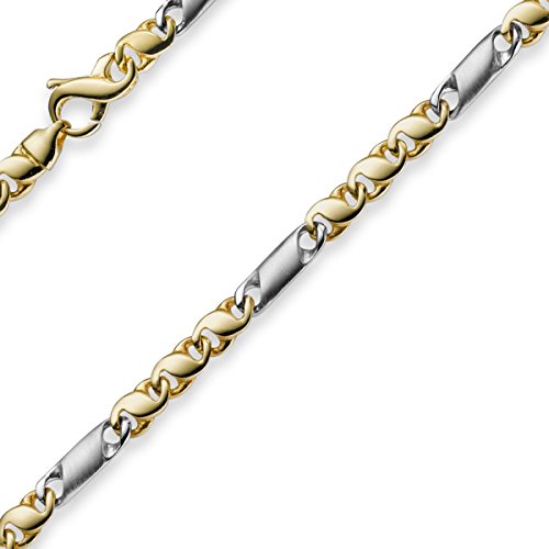 5mm Armband Armkette Tigeraugekette 585 Gold Weißgold & Gelbgold 21cm Unisex