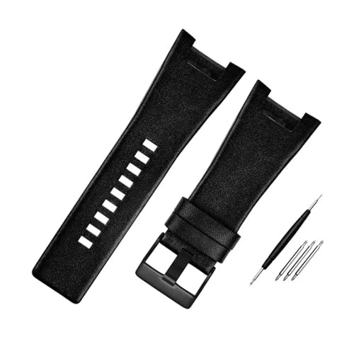 WAHRE Fit for Diesel DZ1216 DZ1273 DZ4246 DZ4247DZ287 Leder Armband Armband 32mm Gekerbt Herren Armband Armbanduhren Band(B Black-Black)
