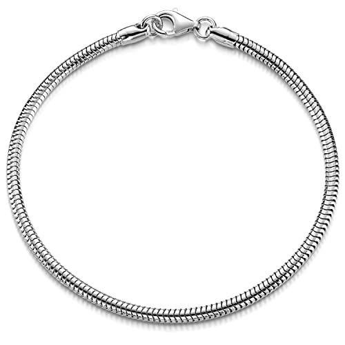 Materia Männer Armband Silber 925 - Schlangenkette 3mm massiv SA-141-21cm