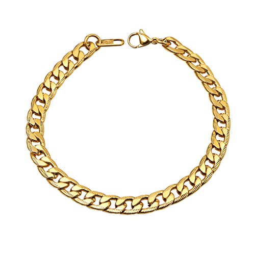 PROSTEEL Herren Armband Edelstahl Panzerkette Armband Link Kette Handkette 7MM Breit Armkette für Herren, Gold