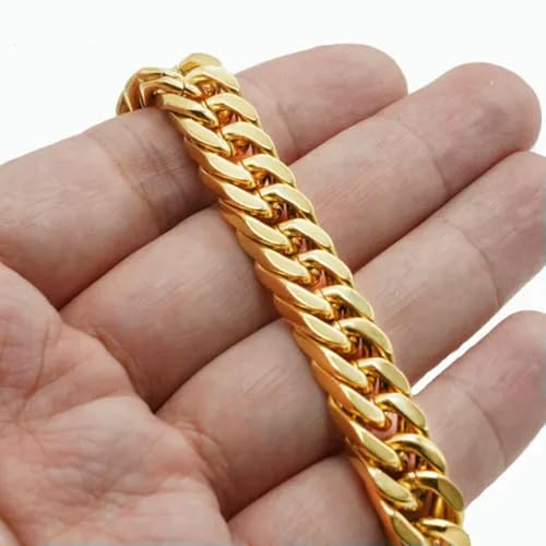 10MM Herren Gold Schwarz Miami Cuban Link Kette Halskette Edelstahl Männer Schmuck
