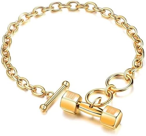 MOBEBI Armband, Geschenk, Fußkettchen, Titan-Stahl-Fitness-Hante l-Armband Herren- und Damen-Nischen-Design Mode-Armband Herren-Armband (Color : Gold) (Color : Gold)