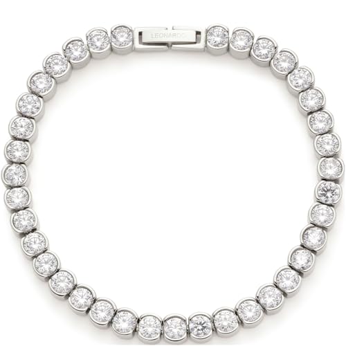 JEWELS BY LEONARDO Armband Cremona, Arm-Schmuck aus silberfarbenem Edelstahl, klare Zirkonia Steinchen, 18,5 cm Länge, Schmuck Damen, 024336