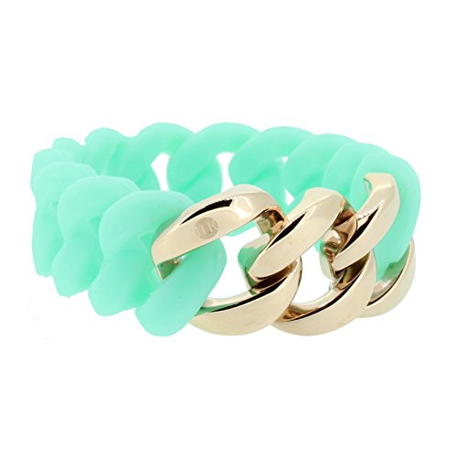 Hanse-Klunker Armband Damen ORIGINAL Silikon Türkis, Edelstahl Rosegold Frauen Mädchen Größe 18-19 cm inkl. Schmuck-Geschenk-Box