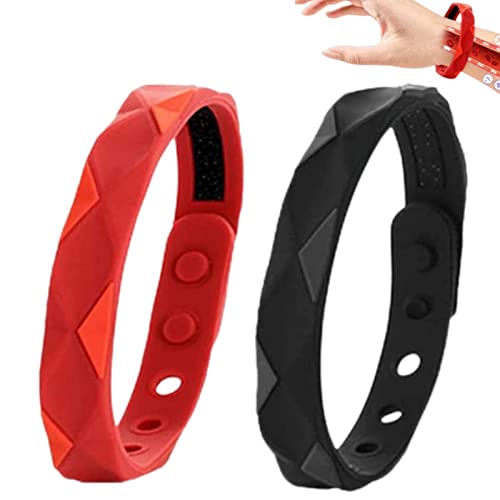Healthify Sugar Regulator Armreif Healthify Negative Ionen Silikagel Sportarmband Cawik Armband Magnettherapie Armband 6 Löcher Anpassung für Männer Frauen (Schwarz + Rot)