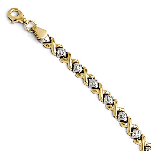 K Two tone 10 Diamant Schnitt Armband, 7 cm (Höherer Feingehalt Als JewelryWeb Hängeohrringe, 9 Kt Gold