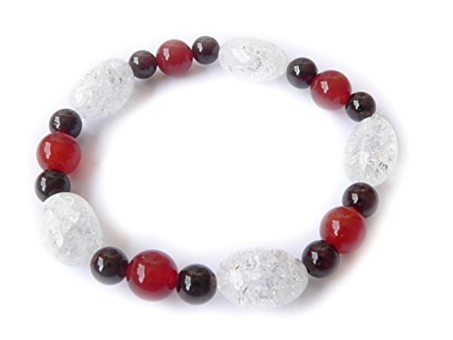 WIDDER: Karneol Granat Bergkristall crashed Sternzeichen Stretch Armband Größenwahl Größe 22 Zentimeter (XXL)