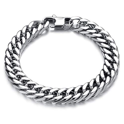 WANGLXTC Mode Titan Stahl Armband, Panzerkette Silberkette Silber Armband Armband Herren, Herren-Armband aus Edelstahl Exquisit, 210mm*10mm