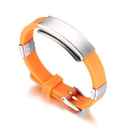 Dosige 1 Stück Herren Männer Armband Titanstahl Silikon Armbänder Mode Schmuck (Orange)