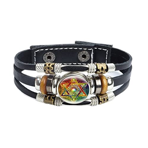 CHUNNUAN Mysterious Metatron Cube Armband Heilige Geometrie Blume des Lebens Glas Druckknopf Geflochtene Lederarmbänder Damen Herren Schmuck Stil 6