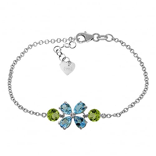Armband Weißgold 3,15 Karat 14 Karat Blautopas Peridot, Blautopas Peridot,