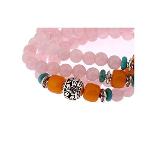 Lachineuse – Buddhistische Mala aus Rosenquarz – 108 Perlen à 6 mm – Buddha-Schmuck – Halskette oder Armband – inklusive Satinbeutel – asiatische Geschenkidee
