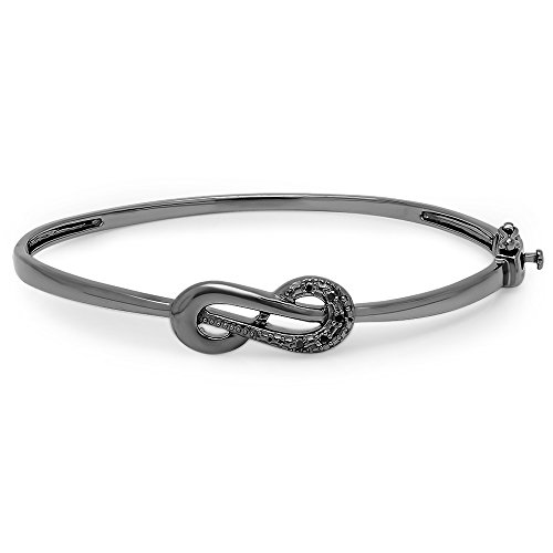 DazzlingRock Collection 0,08 Karat (ctw) schwarz rhodiniert Sterling Silber Diamant Schwarz Damen Infinity Loop Armreif Armband
