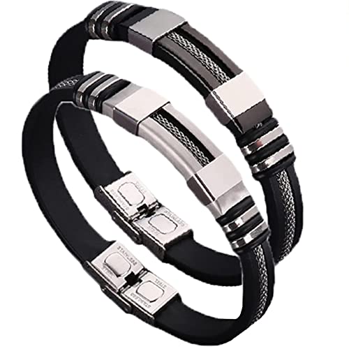 AKAZIC Oveallgo Iontitan Vitalityboost Armband – Negativ-Ionen-Armband, verstellbares magnetisches Titan-Stahl-Armband für Herren, Angst und Stressabbau