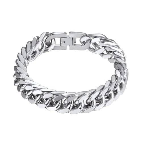 SYQZMYA Herren Armband Edelstahl Bracelet Men Langlebiger Armbänder für Herren Rostet Nicht Leicht Männer Armband Silber Herrenarmbänder Personalized für Papa Sohn Bruder Ehemann Geschenke