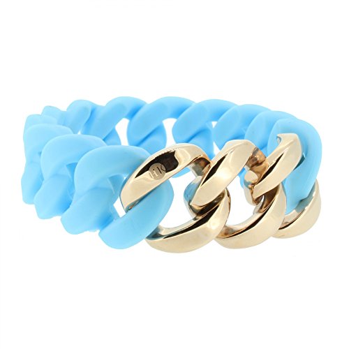 Hanse-Klunker Armband Damen ORIGINAL Silikon Hellblau, Edelstahl Rosegold Frauen Mädchen Größe 19-20 cm inkl. Schmuck-Geschenk-Box