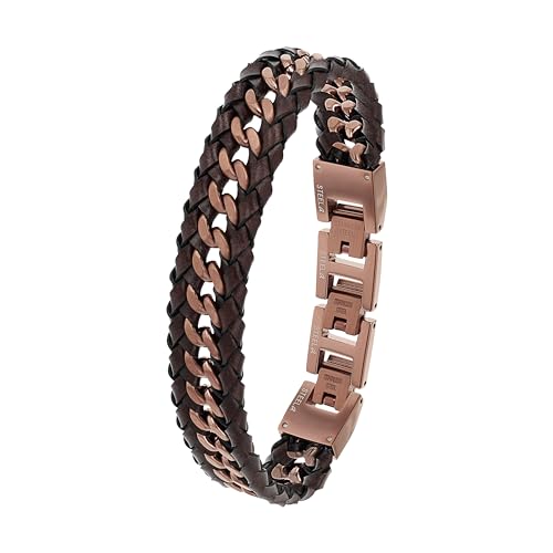 JOOP! Armband Edelstahl Herren Armschmuck, 18,5+1,5+1,5 cm, Braun, Kommt in Schmuck Geschenk Box, 2038038