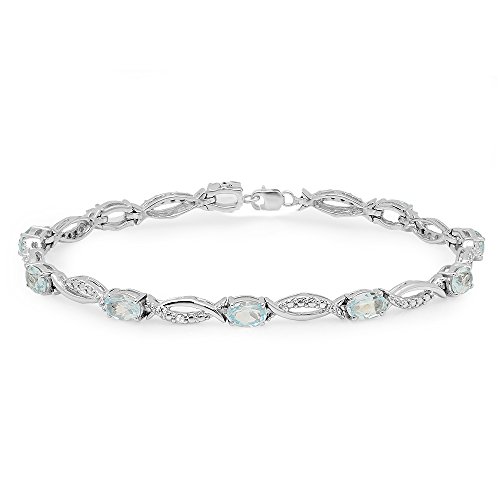 Dazzlingrock Collection Damen-Gliederarmband, Sterlingsilber, Sterling-Silber, Blautopas Diamant