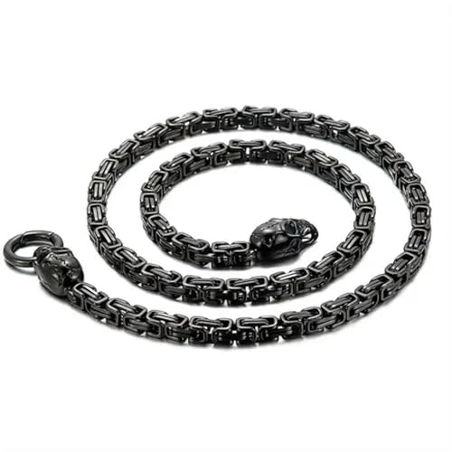 6mm Silber/Gold/Schwarz Edelstahl Byzantinische Kette Geisterkopf Herren Halskette