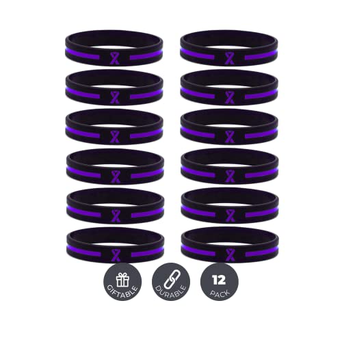 Inkstone Silikon-Armbänder mit Bewusstseinsband (12er-Pack) – Großhandelspackung mit 1 Dutzend Uni-Armbänder für Männer und Frauen – Krebsüberlebende, Krankenhausgeschenke, Gastgeschenke,