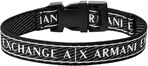 Armani Exchange Herren-Stoffarmband mit Logo, Innenlänge: 160-230mm / Schließe: 24x20x7mm, mit Box und Zungenverschluss