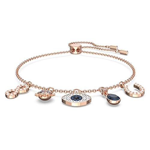 Swarovski Symbolic Armband, Unendlichzeichen, Augensymbol und Hufeisen, Blau, Roségold-Legierungsschic ht