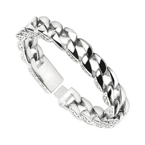 Mianova Edelstahl Panzer Armband Armreif Glieder Armband Armreif Massiv Panzer Armband Armreif Silber Bracelet mit Wellen Design Biker Style