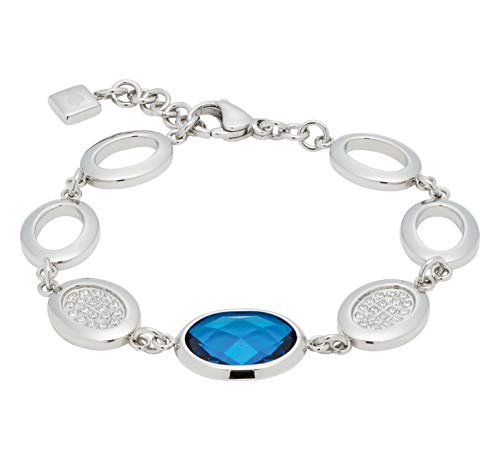 Jewels by Leonardo Damen-Armband Vivo, Edelstahl mit facettiertem Glasstein und Zirkonia-Steinchen, mit Karabinerverschluss, Länge 180 mm, 016697