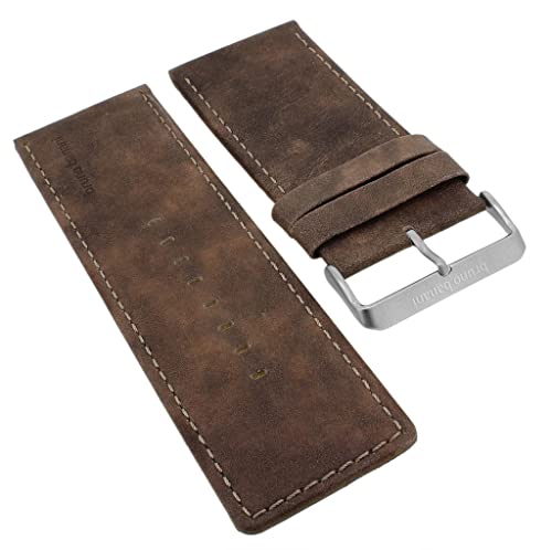 Bruno Banani Ersatzband 37mm in braun glatt aus Leder mit Logo Band mit Dornschließe => EN3