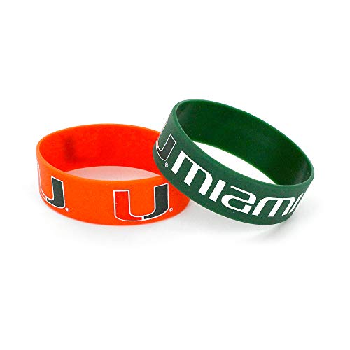 NCAA Silikon-Gummi-Armband, 2er-Pack, Herren Damen Unisex-Erwachsene Jungen Mädchen, Teamfarben, Miami Hurricanes