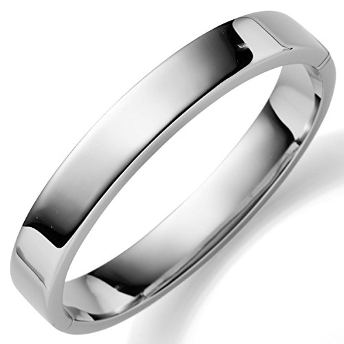 Armreif Armband Armschmuck, Breite 10mm, flach, glänzend, 585 Gold Weißgold