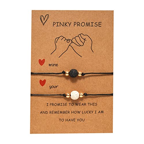 WEITING 2 Stück/Set Charm Paar Freundschaftsarmband Liebe Herz Gänseblümchen Vulkanstein Perlen Armreifen Armband für Damen Herren Glückswunsch Schmuck runder Stein Anhänger