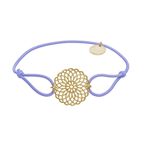 lua accessories - Armband Damen - Elastikband - größenverstellbar - hochwertig vergoldete Lebensblume - Sun Gold (Flieder)