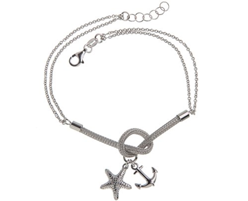 Silberketten Store Armband mit 2 Anhängern (Anker und Stern) - Länge 20cm - echt 925 Silber