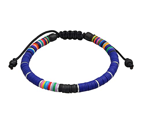 Kuzzoi Buddha Herren Armband aus Heishi und indonesische Glas Perlen geknotetes Nylonband mit Beads 925 Sterling Silber Surferarmband Länge 19cm verstellbar