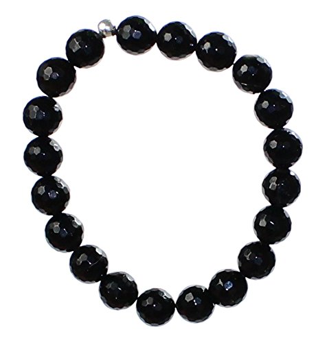 Turmalin (Schörl) Armband Kugel Ø 10 mm facettiert mit Stretch-Nylonfaden, Edelsteinarmband