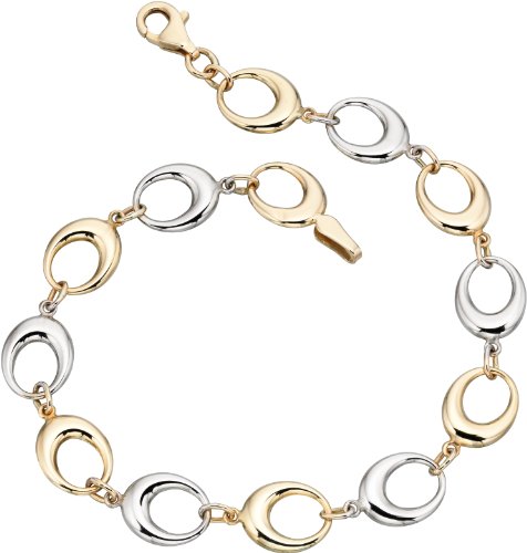 Elements Gold Damen-Armband Gelb- und Weißgold 9 Karat (375) ovale Verbindungsglieder 19 cm