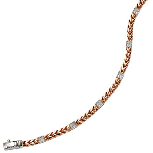 Jobo Damen Armband 585 Gold Rotgold Weißgold bicolor 28 Diamanten Brillanten 19 cm