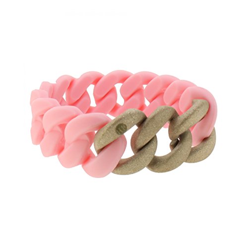 Hanse-Klunker Armband Damen ORIGINAL Silikon Lachs, Edelstahl Rosegold Sandgestrahlt Frauen Mädchen Größe 18-19 cm inkl. Schmuck-Geschenk-Box