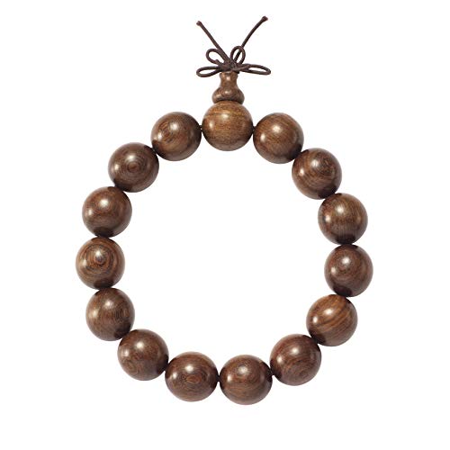 Thajaling Buddha Armband Männer Gebet Zen Buddhismus 15mm Mala Perlen Armband Tibetische Buddha Meditation Natürliches Gold Sandelholz