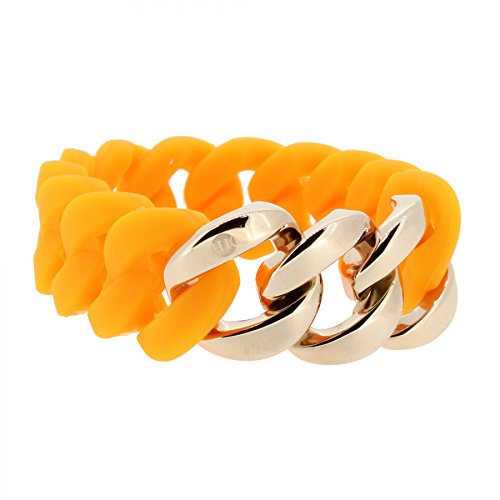 Hanse-Klunker Armband Damen ORIGINAL Silikon Orange, Edelstahl Rosegold Frauen Mädchen Größe 18-19 cm inkl. Schmuck-Geschenk-Box