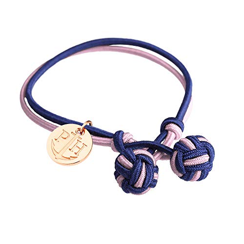PAUL HEWITT Damen Knotenarmband Knot - Armband Frauen in Marineblau-Rosa, Armband Damen mit Anker-Charm aus IP-Edelstahl (Roségold)